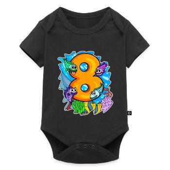 8 years old - 8th birthday with animal motif - Baby Premium short-sleeve bodysuit - black - Front