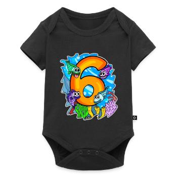 6 Birthday 6 years old with animal motif - six - Baby Premium short-sleeve bodysuit - black - Front
