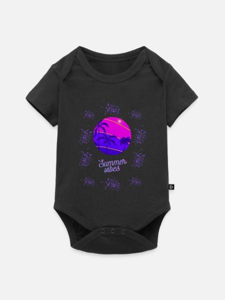 Sommer Vibes Neon Design - Baby Premium Kurzarmbody - Schwarz