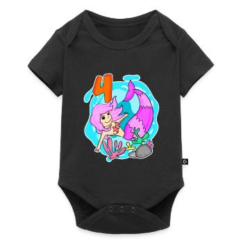 Fille 4 ans 4ème anniversaire sirène - Body à manches courtes Premium Bébé - noir - Devant