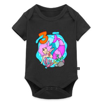 Girl 3 years old 3rd birthday mermaid - Baby Premium short-sleeve bodysuit - black - Front
