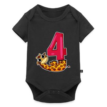 4th birthday motif giraffe - four years old - Baby Premium short-sleeve bodysuit - black - Front