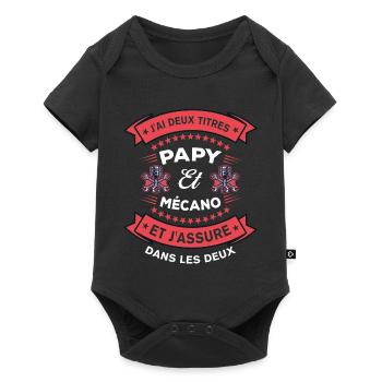 Deux Titres Papy Et Mécano Cadeau Humour - Body à manches courtes Premium Bébé - noir - Devant