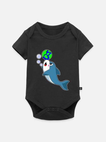 Delfin Erdkugel - Baby Premium Kurzarmbody - Schwarz