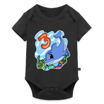 3rd birthday motif dolphin - three years old - Baby Premium short-sleeve bodysuit - black - Front