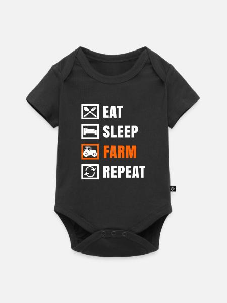 Traktor Landmaschinen Bauernhof Spruch Feld Bauer - Baby Premium Kurzarmbody - Schwarz