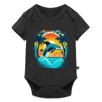 Jumping dolphin in sunset - Baby Premium short-sleeve bodysuit - black - Front