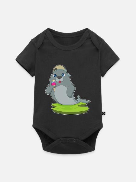Seehund Waffeleis - Baby Premium Kurzarmbody - Schwarz
