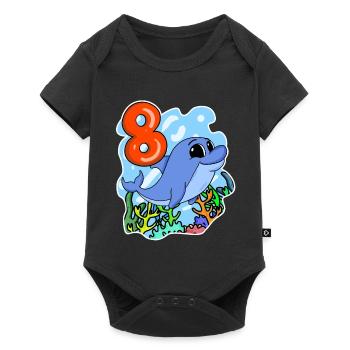 8ème anniversaire Motif Dolphin - huit ans - Body à manches courtes Premium Bébé - noir - Devant