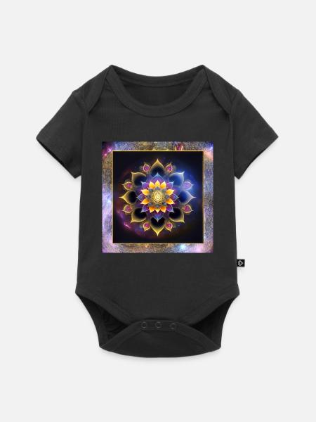 Mandala Lotusblume - Baby Premium Kurzarmbody - Schwarz