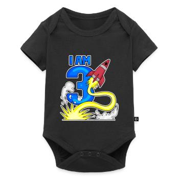 3 Birthday Boy Astronaut Rocket - Trois ans - Body à manches courtes Premium Bébé - noir - Devant