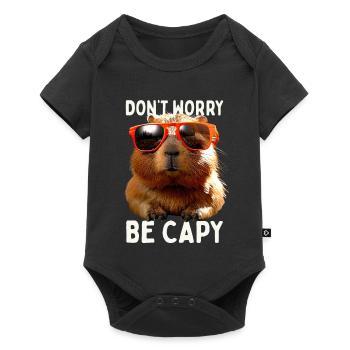 Capybara Dont Worry Be Capy Wasserschwein Nagetier - Baby Premium Kurzarmbody - Schwarz - Vorne