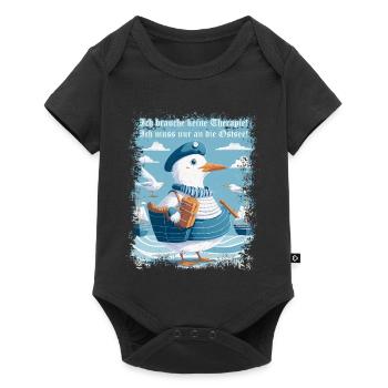 Ich brauche keine Therapie, muss nur an die Ostsee - Baby Premium Kurzarmbody - Schwarz - Vorne