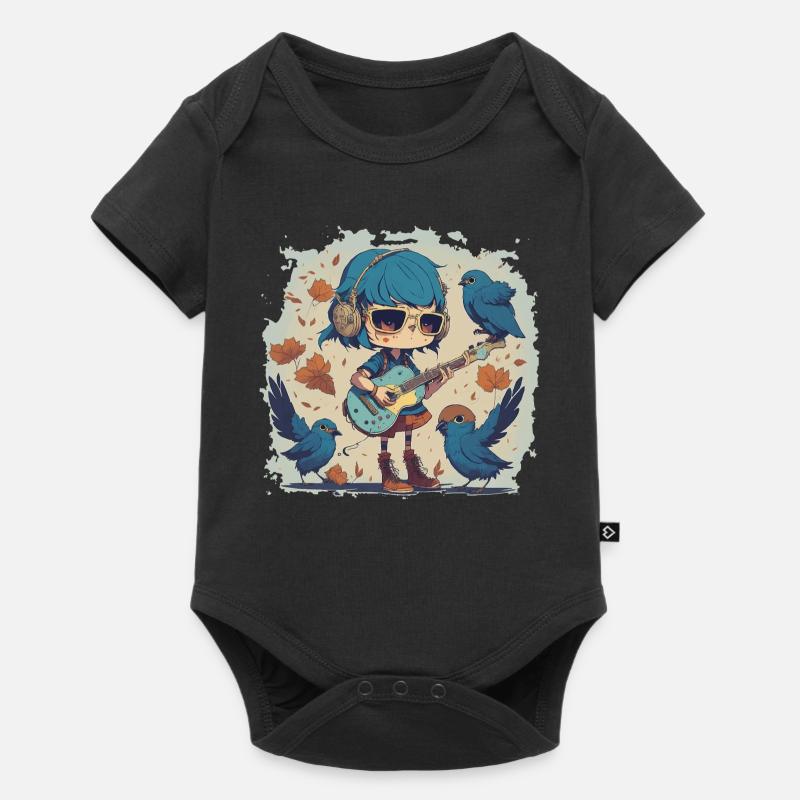 Fille avec guitare en automne - Body à manches courtes Premium Bébé - noir