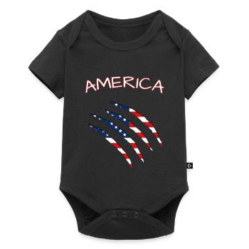 America, Claws, Cuts, Amerika, USA, American Flag  - Baby Premium Kurzarmbody - Schwarz - Vorne