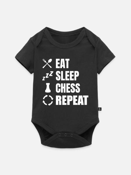 Eat Sleep Chess Repeat - Baby Premium Kurzarmbody - Schwarz