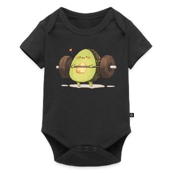 Humorvoller Avocado Muskeltraining - Baby Premium Kurzarmbody - Schwarz - Vorne