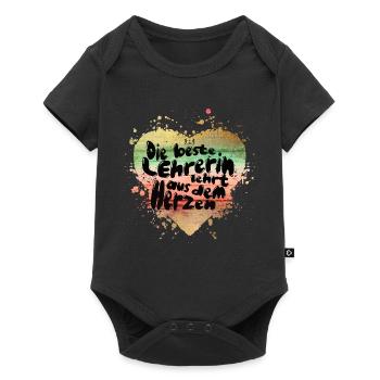 Lehrerin vom Herzen – Herzfarben Design - Baby Premium Kurzarmbody - Schwarz - Vorne