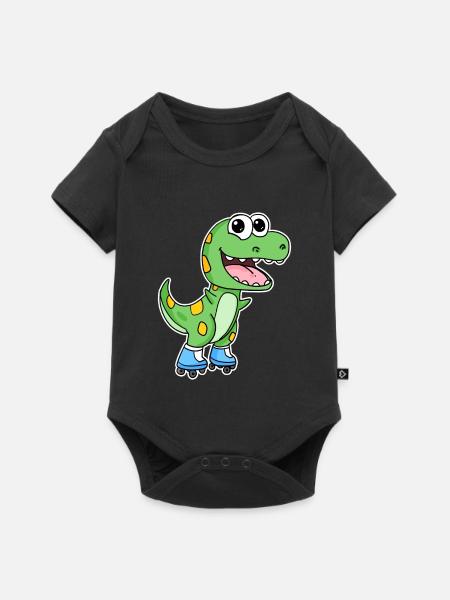 Dinosaurier Skating - Baby Premium Kurzarmbody - Schwarz