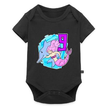 Mädchen - 9. Geburtstag Meerjungfrau - Tochter - Baby Premium Kurzarmbody - Schwarz - Vorne