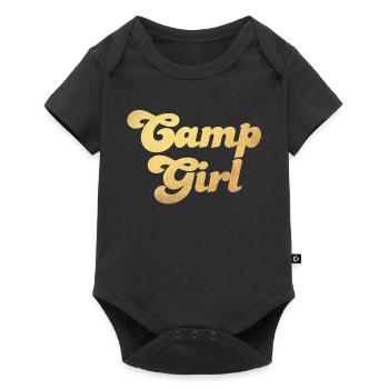 Camp Girl Gold Camping Handwriting Cool Luxury Fan - Body à manches courtes Premium Bébé - noir - Devant