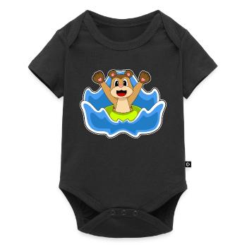 Été de la nage dans le ring de natation de suricate - Body à manches courtes Premium Bébé - noir - Devant