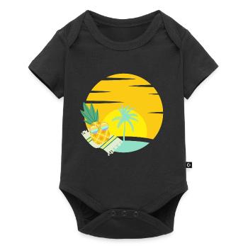 Ananas avec lunettes de soleil sur la plage - Body à manches courtes Premium Bébé - noir - Devant