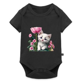 Chaton blanc - Body à manches courtes Premium Bébé - noir - Devant