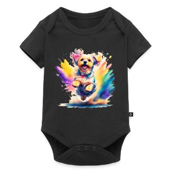 Malteserwelpe springt - Baby Premium Kurzarmbody - Schwarz - Vorne
