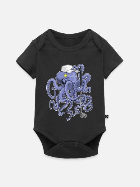 Krake Golf Golfschläger - Baby Premium Kurzarmbody - Schwarz