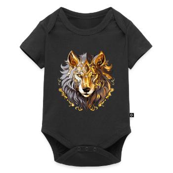 Wolf Wolf Head Gold Mystical Nature Wilderness Art - Body à manches courtes Premium Bébé - noir - Devant
