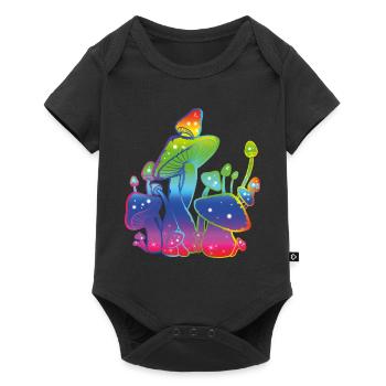 Champignons arc-en-ciel - Body à manches courtes Premium Bébé - noir - Devant