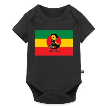 DRAPEAU REGGAE - HAILÉ SÉLASSIÉ - JAH RASTAFARI - Body à manches courtes Premium Bébé - noir - Devant