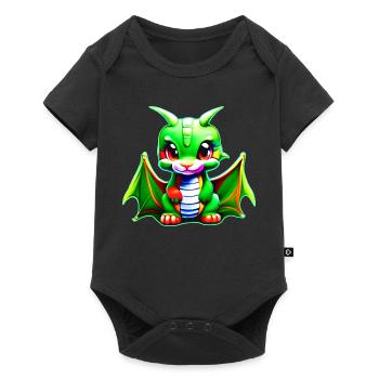 Cheeky little cute green fantasy dragon - Baby Premium short-sleeve bodysuit - black - Front