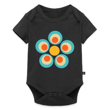 70s Flower Pattern - Baby Premium short-sleeve bodysuit - black - Front