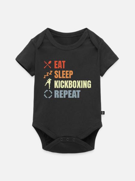Eat Sleep Kickbox Repeat - Baby Premium Kurzarmbody - Schwarz