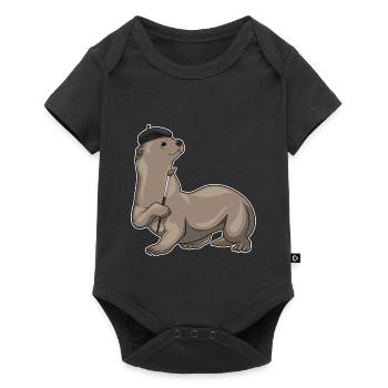 Peinture au pinceau de Peintre Loutre - Body à manches courtes Premium Bébé - noir - Devant