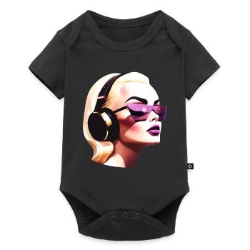 Retro Futuristic Woman with Headphones - Baby Premium short-sleeve bodysuit - black - Front