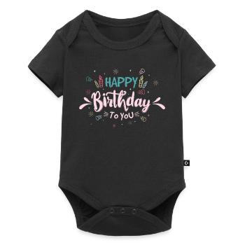 Playful Birthday Typography Celebration - Baby Premium short-sleeve bodysuit - black - Front
