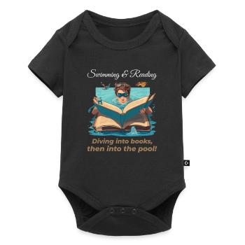 Swimming and Reading Swimmer Reader Book Lover - Baby Premium short-sleeve bodysuit - black - Front