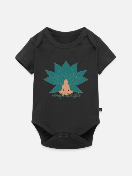 Mindful Thoughts Lotus Yoga Design - Baby Premium Kurzarmbody - Schwarz