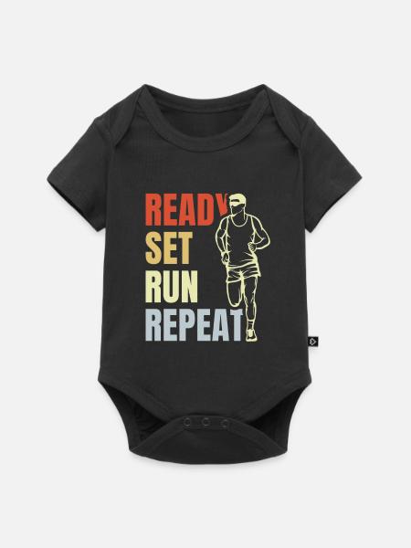 Ready Set Run Repeat - Baby Premium Kurzarmbody - Schwarz