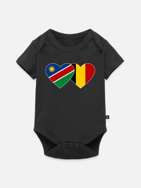 Namibia Belgien Flagge Herz - Baby Premium Kurzarmbody - Schwarz