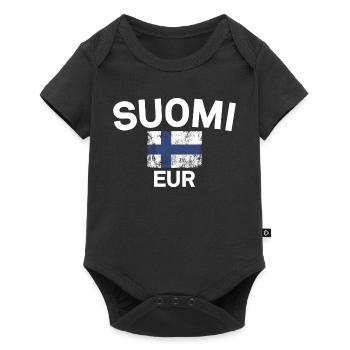 Finnish Flag Grunge: Suomi EUR - Baby Premium short-sleeve bodysuit - black - Front