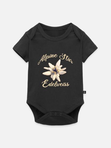 Alpine Star Edelweiss – Alpenblume Design - Baby Premium Kurzarmbody - Schwarz