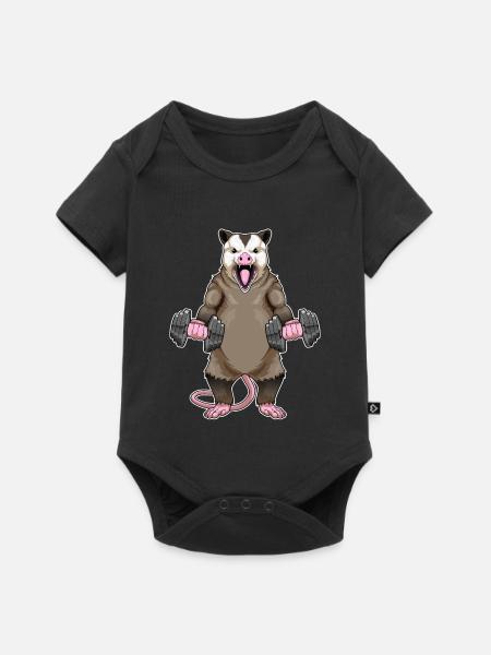 Beutelratte Bodybuilder Hanteln Bodybuilding - Baby Premium Kurzarmbody - Schwarz
