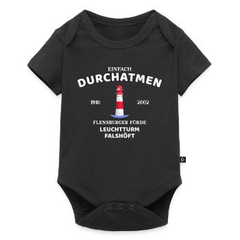 Flensburger Förde, Leuchtturm Falshöft, Durchatmen - Baby Premium Kurzarmbody - Schwarz - Vorne