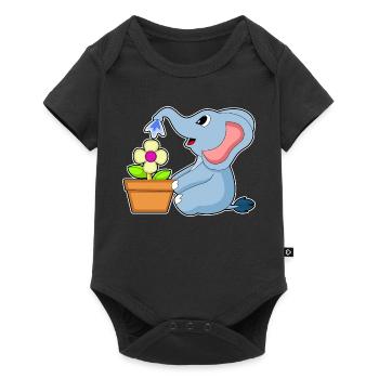 Elephant Flower - Baby Premium short-sleeve bodysuit - black - Front