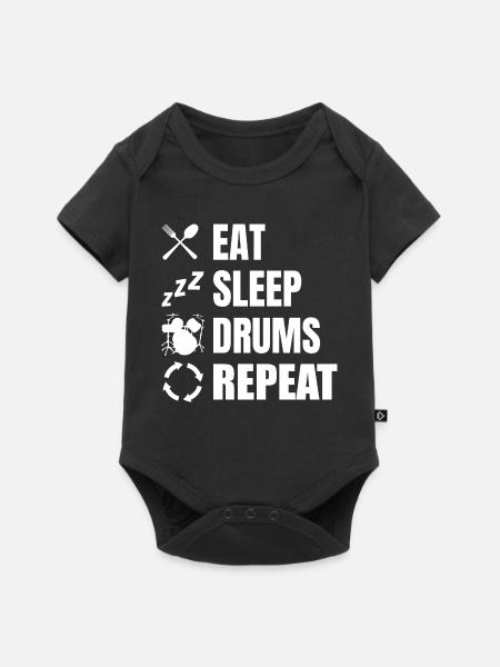 Eat Sleep Drums Repeat - Baby Premium Kurzarmbody - Schwarz