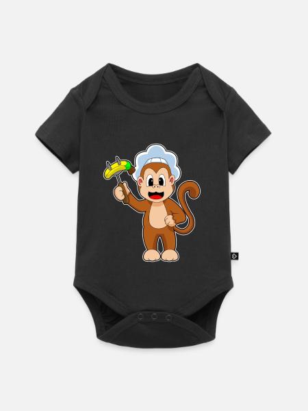 Affe Koch Fleischgabel Kochen - Baby Premium Kurzarmbody - Schwarz